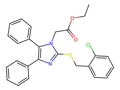 ethyl 2-{2-[(2-chlorobenzyl)sulfanyl]-4,5-diphenyl-1H-imidazol-1-yl}acetate structure
