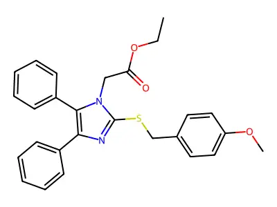 ethyl 2-{2-[(4-methoxybenzyl)sulfanyl]-4,5-diphenyl-1H-imidazol-1-yl}acetate structure