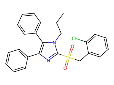 2-chlorobenzyl 4,5-diphenyl-1-propyl-1H-imidazol-2-yl sulfone structure