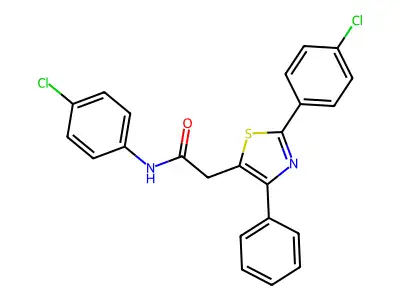 N-(4-chlorophenyl)-2-[2-(4-chlorophenyl)-4-phenyl-1,3-thiazol-5-yl]acetamide structure