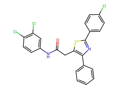 2-[2-(4-chlorophenyl)-4-phenyl-1,3-thiazol-5-yl]-N-(3,4-dichlorophenyl)acetamide structure