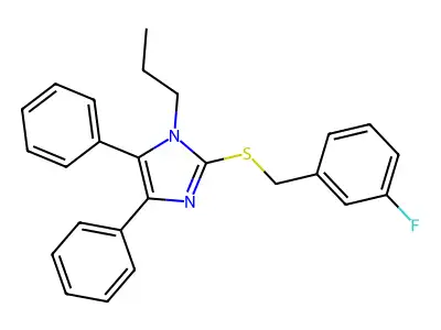 4,5-diphenyl-1-propyl-1H-imidazol-2-yl 3-fluorobenzyl sulfide structure