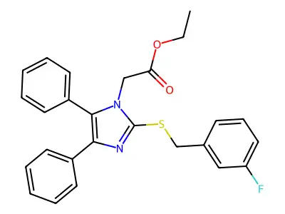 ethyl 2-{2-[(3-fluorobenzyl)sulfanyl]-4,5-diphenyl-1H-imidazol-1-yl}acetate structure