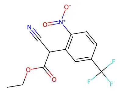 Ethyl 2-cyano-2-[2-nitro-5-(trifluoromethyl)phenyl]acetate structure
