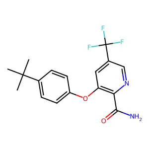 3-(4-Tert-butylphenoxy)-5-(trifluoromethyl)pyridine-2-carboxamide structure