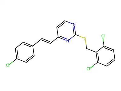 4-[2-(4-Chlorophenyl)ethenyl]-2-[(2,6-dichlorophenyl)methylsulfanyl]pyrimidine structure