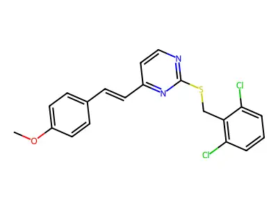 2-[(2,6-Dichlorophenyl)methylsulfanyl]-4-[2-(4-methoxyphenyl)ethenyl]pyrimidine structure