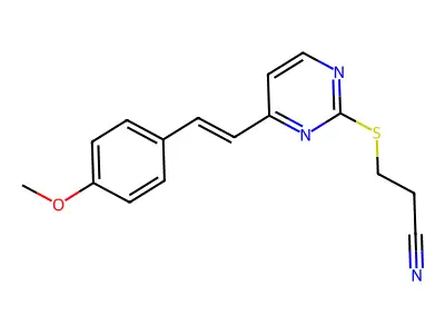 3-({4-[2-(4-Methoxyphenyl)ethenyl]pyrimidin-2-YL}sulfanyl)propanenitrile structure