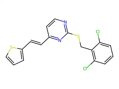 2-[(2,6-Dichlorophenyl)methylsulfanyl]-4-(2-thiophen-2-ylethenyl)pyrimidine structure
