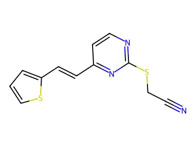 2-[4-(2-Thiophen-2-ylethenyl)pyrimidin-2-yl]sulfanylacetonitrile structure