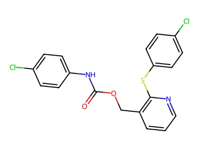 [2-(4-chlorophenyl)sulfanylpyridin-3-yl]methyl N-(4-chlorophenyl)carbamate structure