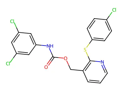 [2-(4-chlorophenyl)sulfanylpyridin-3-yl]methyl N-(3,5-dichlorophenyl)carbamate structure