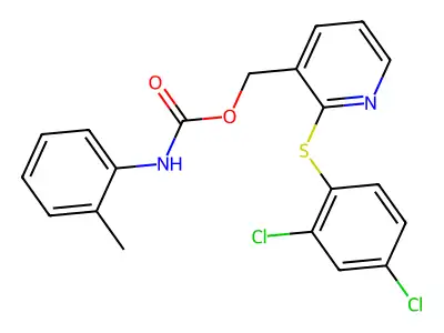 [2-(2,4-dichlorophenyl)sulfanylpyridin-3-yl]methyl N-(2-methylphenyl)carbamate structure