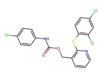 [2-(2,4-dichlorophenyl)sulfanylpyridin-3-yl]methyl N-(4-chlorophenyl)carbamate structure