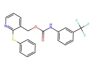 (2-phenylsulfanylpyridin-3-yl)methyl N-[3-(trifluoromethyl)phenyl]carbamate structure