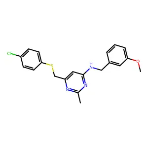 N-(6-{[(4-chlorophenyl)sulfanyl]methyl}-2-methyl-4-pyrimidinyl)-N-(3-methoxybenzyl)amine structure