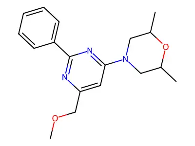 4-[6-(Methoxymethyl)-2-phenylpyrimidin-4-yl]-2,6-dimethylmorpholine structure