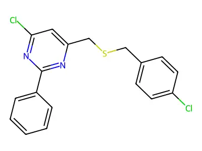 4-Chloro-6-(((4-chlorobenzyl)thio)methyl)-2-phenylpyrimidine structure