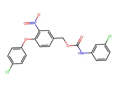 [4-(4-chlorophenoxy)-3-nitrophenyl]methyl N-(3-chlorophenyl)carbamate structure