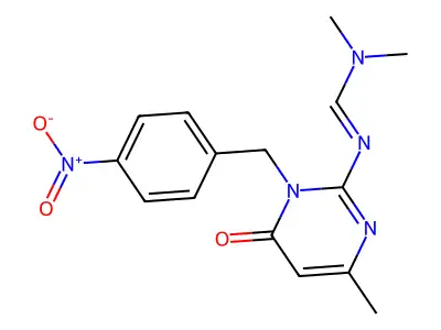 N,N-dimethyl-N'-[4-methyl-1-(4-nitrobenzyl)-6-oxo-1,6-dihydro-2-pyrimidinyl]iminoformamide structure