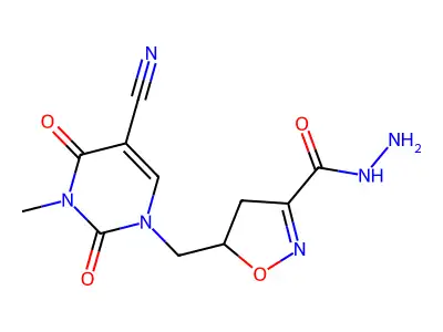 5-{[5-cyano-3-methyl-2,4-dioxo-3,4-dihydro-1(2H)-pyrimidinyl]methyl}-4,5-dihydro-3-isoxazolecarbohydrazide structure