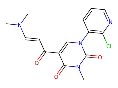 1-(2-chloro-3-pyridinyl)-5-[3-(dimethylamino)acryloyl]-3-methyl-2,4(1H,3H)-pyrimidinedione structure