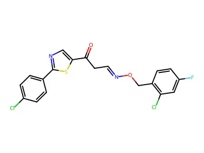 3-[2-(4-chlorophenyl)-1,3-thiazol-5-yl]-3-oxopropanal O-(2-chloro-4-fluorobenzyl)oxime structure