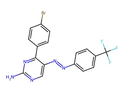 4-(4-Bromophenyl)-5-{2-[4-(trifluoromethyl)phenyl]diazenyl}-2-pyrimidinamine structure