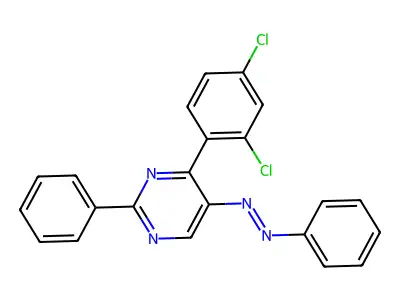 4-(2,4-Dichlorophenyl)-2-phenyl-5-(2-phenyldiazenyl)pyrimidine structure