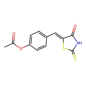 4-{[4-oxo-2-sulfanyl-1,3-thiazol-5(4H)-yliden]methyl}phenyl acetate structure