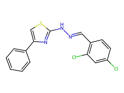 N-[(2,4-dichlorophenyl)methylideneamino]-4-phenyl-1,3-thiazol-2-amine structure