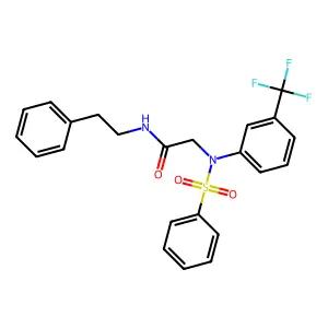 N-(2-phenylethyl)-2-[(phenylsulfonyl)-3-(trifluoromethyl)anilino]acetamide structure