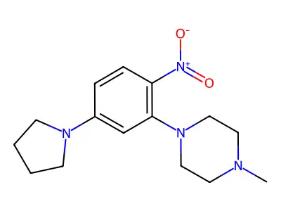 1-Methyl-4-(2-nitro-5-pyrrolidin-1-ylphenyl)piperazine structure