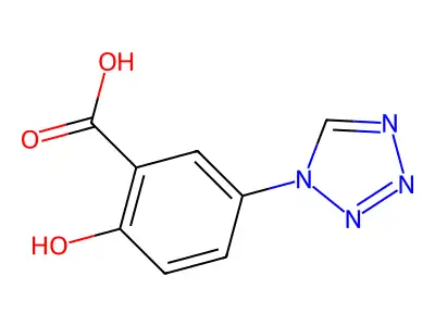 2-hydroxy-5-(1H-tetrazol-1-yl)benzoic acid structure