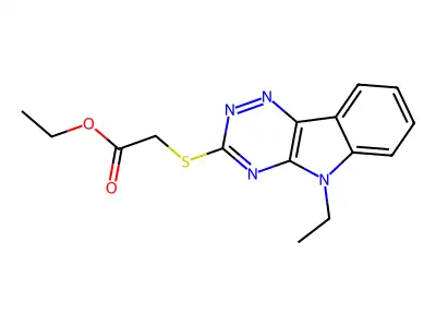 (9-Ethyl-9H-1,3,4,9-tetraaza-fluoren-2-ylsulfanyl)-acetic acid ethyl ester structure