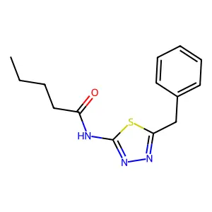 N-(5-benzyl-1,3,4-thiadiazol-2-yl)pentanamide structure