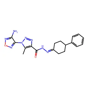 1-(4-amino-1,2,5-oxadiazol-3-yl)-5-methyl-N'-(4-phenylcyclohexylidene)-1H-1,2,3-triazole-4-carbohydrazide structure