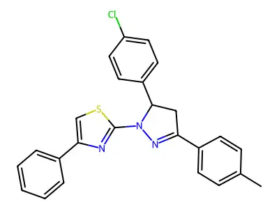 2-[3-(4-chlorophenyl)-5-(4-methylphenyl)-3,4-dihydropyrazol-2-yl]-4-phenyl-1,3-thiazole structure