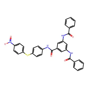3,5-dibenzamido-N-[4-(4-nitrophenyl)sulfanylphenyl]benzamide structure