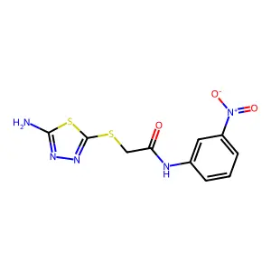 2-[(5-amino-1,3,4-thiadiazol-2-yl)thio]-N-(3-nitrophenyl)acetamide structure
