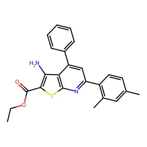 Ethyl 3-amino-6-(2,4-dimethylphenyl)-4-phenylthieno[2,3-b]pyridine-2-carboxylate structure