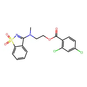 2-[(1,1-Dioxido-1,2-benzothiazol-3-yl)(methyl)amino]ethyl 2,4-dichlorobenzoate structure