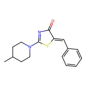 (5Z)-5-benzylidene-2-(4-methylpiperidin-1-yl)-1,3-thiazol-4-one structure