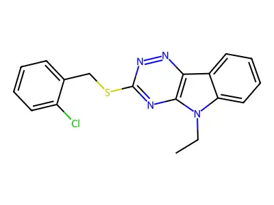 3-[(2-Chlorophenyl)methylsulfanyl]-5-ethyl-[1,2,4]triazino[5,6-b]indole structure