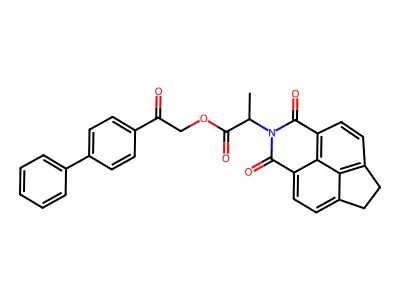 [2-Oxo-2-(4-phenylphenyl)ethyl] 2-(5,7-dioxo-6-azatetracyclo[6.5.2.04,15.011,14]pentadeca-1(14),2,4(15),8,10-pentaen-6-yl)propanoate structure