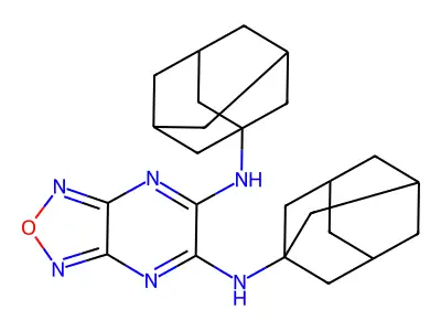 N~5~,N~6~-di(1-adamantyl)[1,2,5]oxadiazolo[3,4-b]pyrazine-5,6-diamine structure