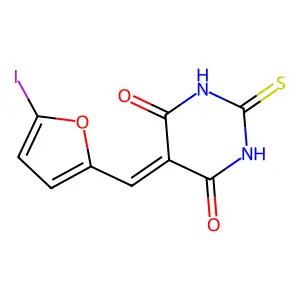 5-(5-Iodo-furan-2-ylmethylene)-2-thioxo-dihydro-pyrimidine-4,6-dione structure