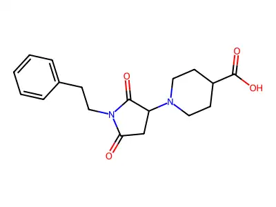 1-[2,5-Dioxo-1-(2-phenylethyl)pyrrolidin-3-yl]piperidine-4-carboxylic acid structure