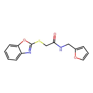 2-(1,3-benzoxazol-2-ylsulfanyl)-N-(furan-2-ylmethyl)acetamide structure