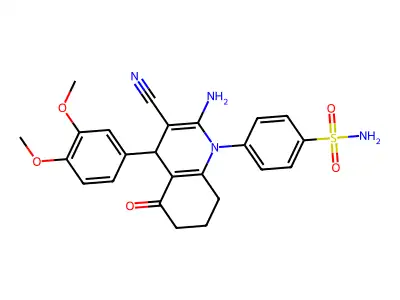 4-(2-Amino-3-cyano-4-(3,4-dimethoxyphenyl)-5-oxo-5,6,7,8-tetrahydroquinolin-1(4H)-yl)benzenesulfonamide structure